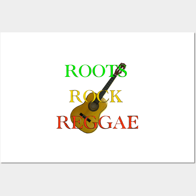 Roots rock reggae - Jamaica Rasta colours on a guitar - Jamaican Wall Art by Artonmytee